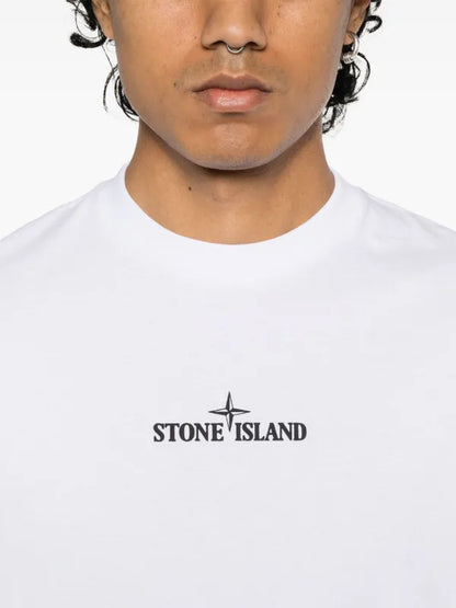 Stone Island - T-shirt logo print Blanc