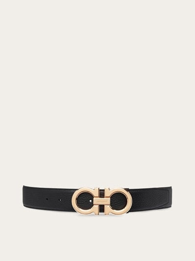 Ferragamo - Ceinture Réversible et Ajustable Gancini Beige / Noir