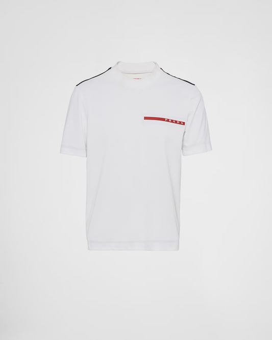 Prada - T-shirt en piqué de coton Blanc