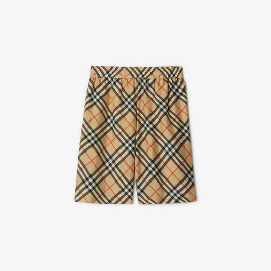 Burberry - Short en soie Check Sable