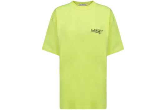 Balenciaga - T-SHIRT POLITICAL CAMPAIGN FIT LARGE JAUNE FLUO