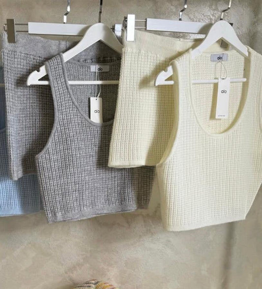 Alo - Ensemble Haut & Bas Gris/Blanc