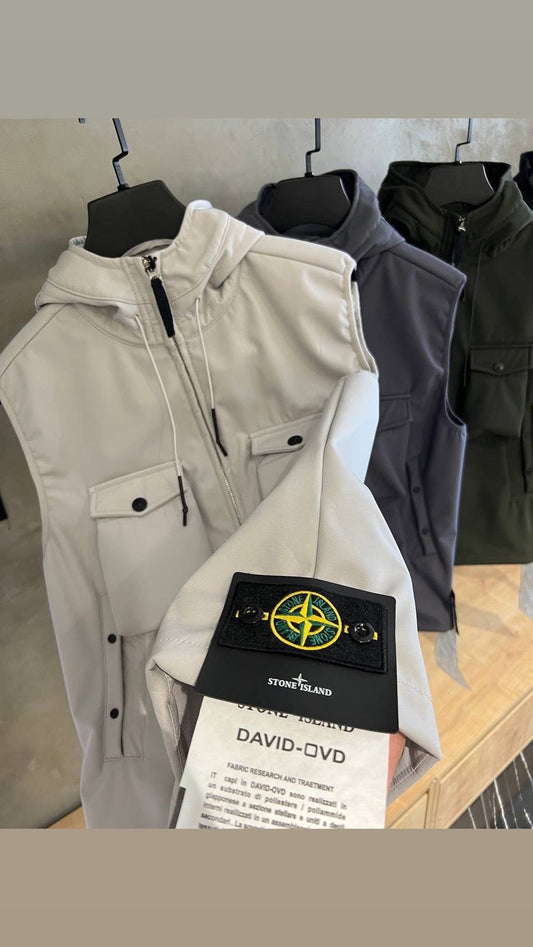 Stone Island - Veste Sans Manche Blanc/Bleu Marine/Kaki/Noir