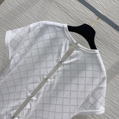 Chanel - T-Shirt avec poche sur la poitrine et fermeture dans le dos Blanc