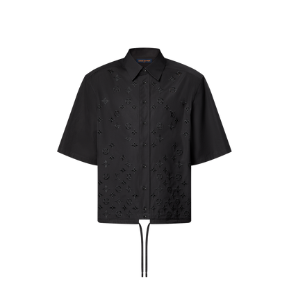 Louis Vuitton - Chemise à manches courtes brodée de fleurs monogrammes Noir