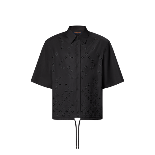Louis Vuitton - Chemise à manches courtes brodée de fleurs monogrammes Noir