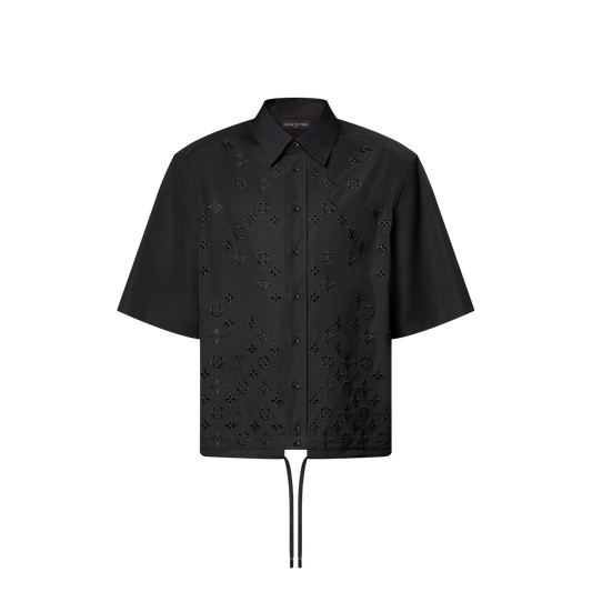 Louis Vuitton - Chemise à manches courtes brodée de fleurs monogrammes Noir