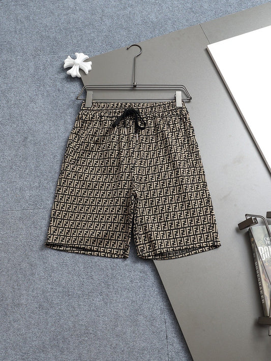 Fendi - Shorts avec motif monogramme FF - Noir et beige