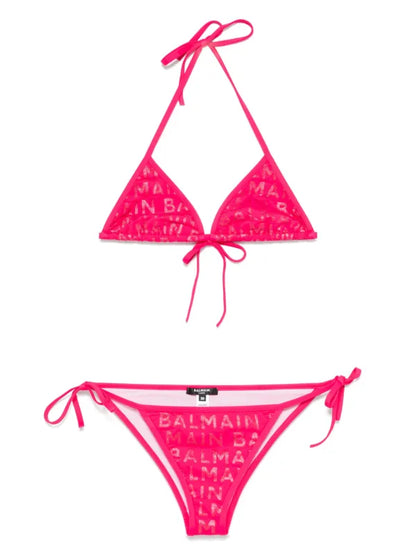 Balmain - Bikini à logo imprimé Rose