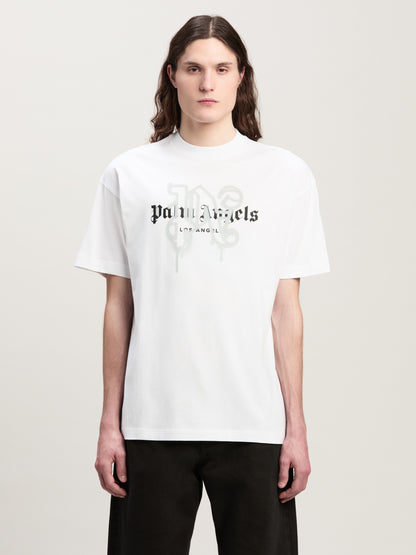 Palm Angels - T-shirt Monogram Spray City Los Angels Blanc