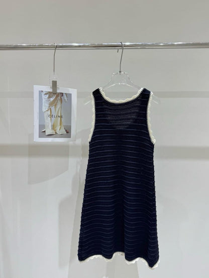 Celine - Robe orné du logo celine en perles avec poche Noir