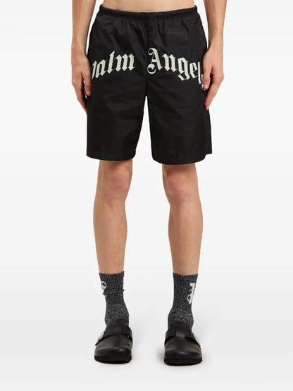 Palm Angels - Short de bain à logo incurvé Noir