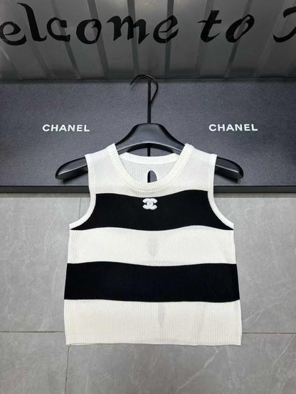 Chanel - T-Shirt à rayure Jaune/Blanc/Noir