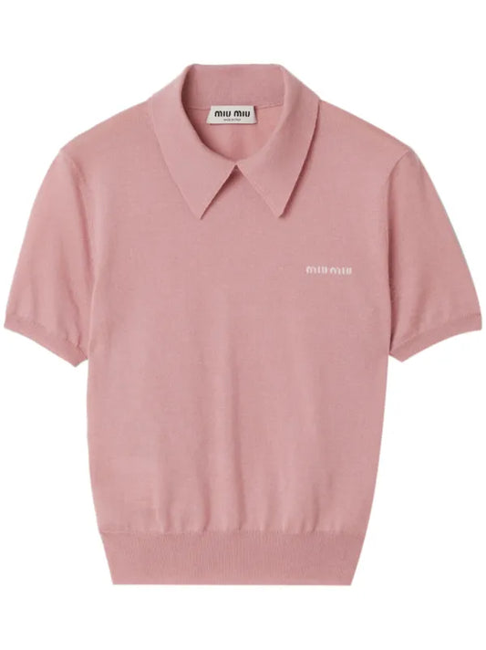 Miu Miu - Polo en maille Rose Poudré