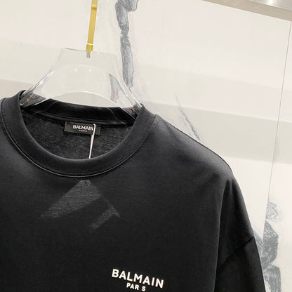Balmain - T-shirt avec logo imprimé en relief Noir