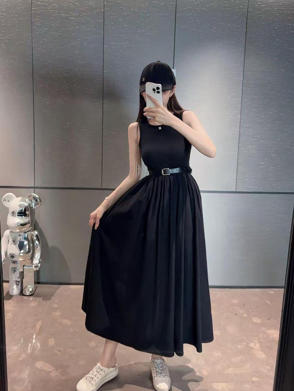 Chanel - Robe avec Ceinture Chanel Noir/Blanc