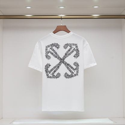 OFF-WHITE - T-shirt noir chic logo Off-White brodé, motif graphique Noir/Blanc