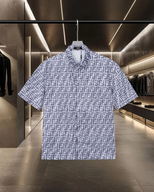 Fendi - Chemise à Manches Courtes avec Motif Monogramme Gris
