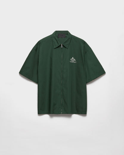 Prada - Chemise à manches courtes en coton technique Vert Billard