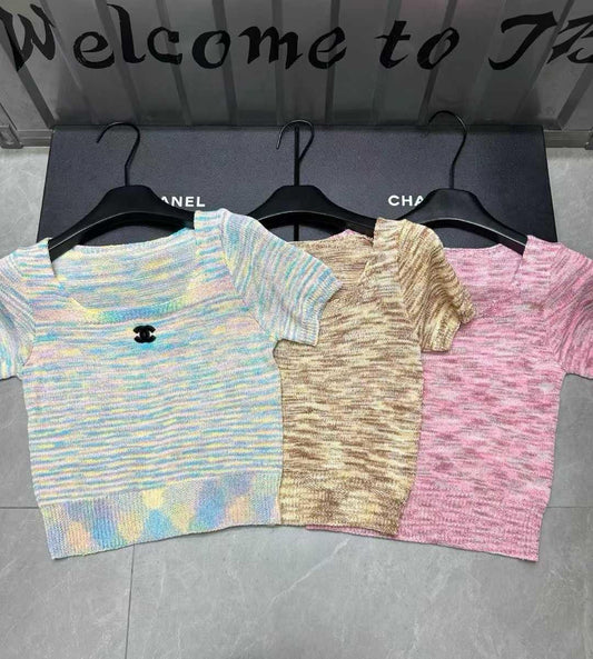 Chanel - T-Shirt dégradé de couleur Bleu/Beige/Rose
