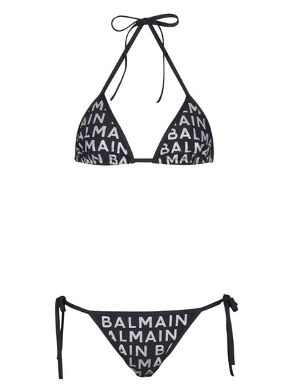 Balmain - Bikini à logo imprimé Noir