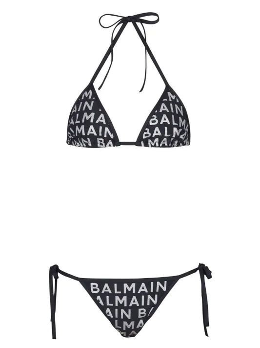 Balmain - Bikini à logo imprimé Noir