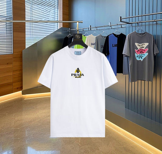 Prada - T-shirt en coton Prada Logo Éclat Blanc