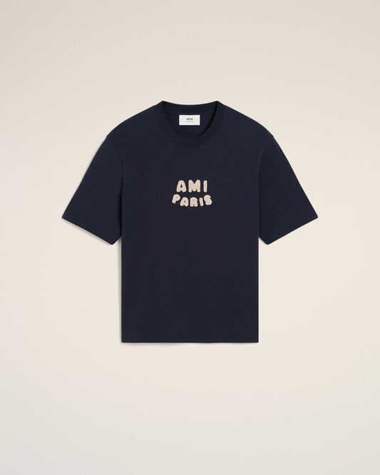 Ami - T-shirt Patch Ami De Cœur en jersey de coton Bleu Marine