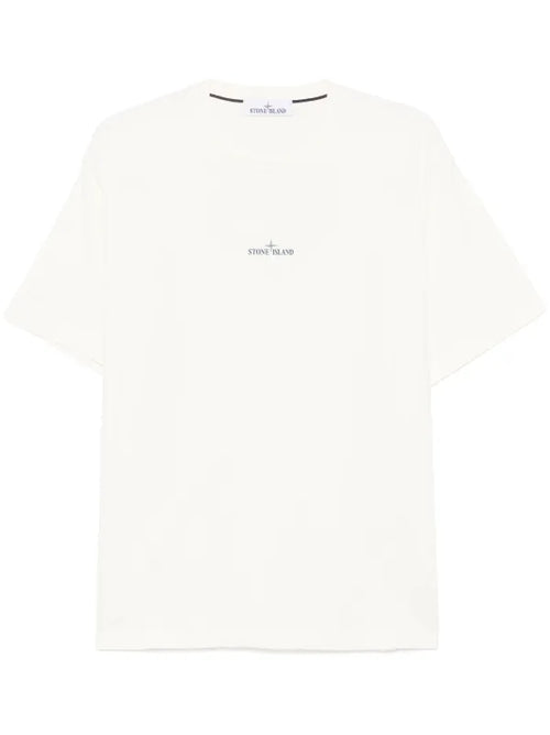 Stone Island - T-shirt à logo imprimé Écru