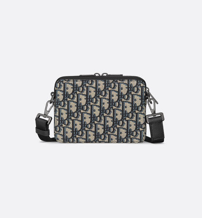 Pochette zippée à bandoulière Noir et Beige