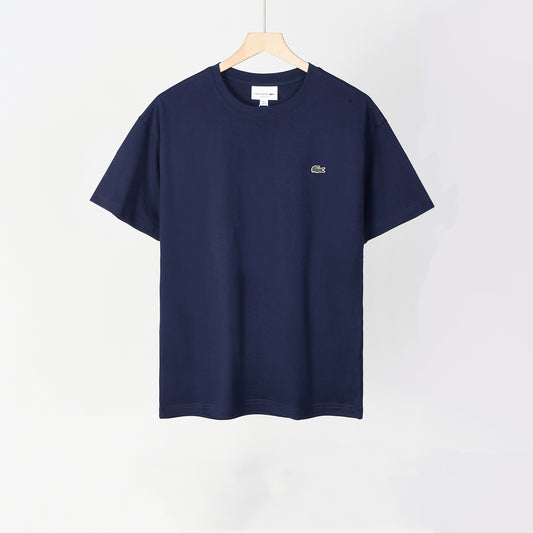 Lacoste - T-shirt en coton avec logo brodé Bleu Marine