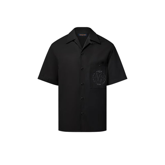 Louis Vuitton - Chemise manches courtes brodée en coton Noir