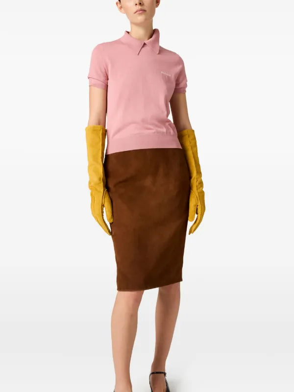 Miu Miu - Polo en maille Rose Poudré