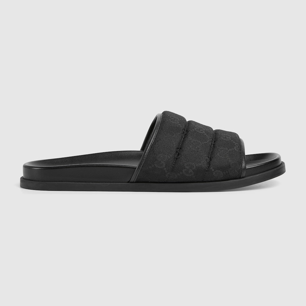 Gucci - Mules en Toile GG Matelassée Noir