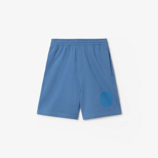 Burberry - Short en coton avec badge EKD Bleu
