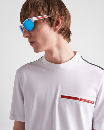 Prada - T-shirt en piqué de coton Blanc