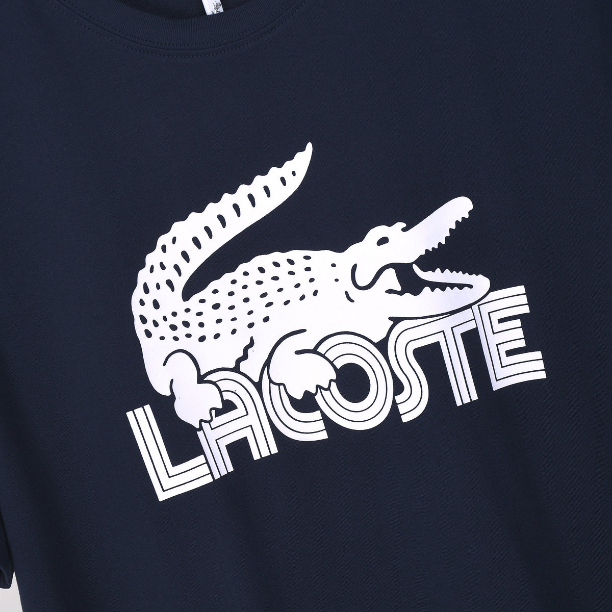 Lacoste - T-shirt en coton Logo Iconique Bleu Marine
