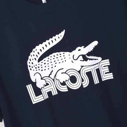 Lacoste - T-shirt en coton Logo Iconique Bleu Marine