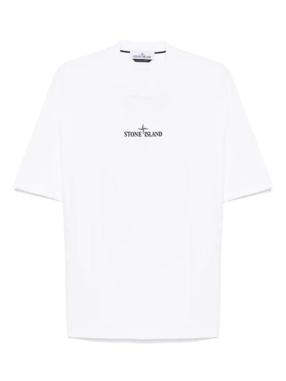 Stone Island - T-shirt logo print Blanc
