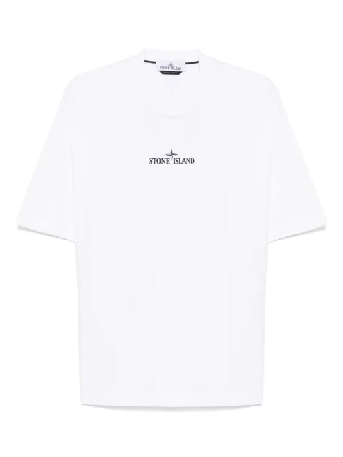 Stone Island - T-shirt logo print Blanc