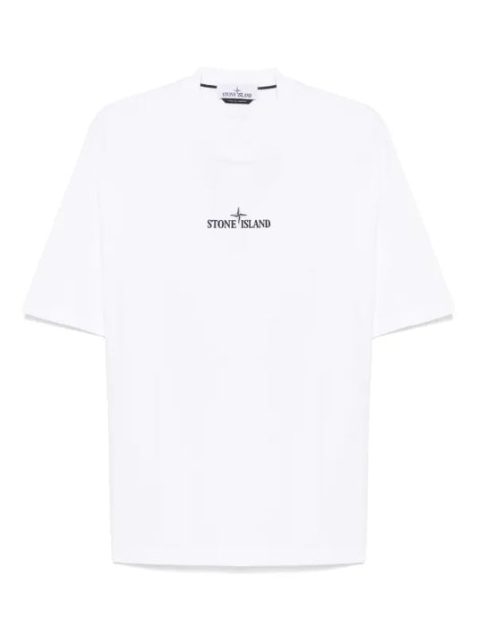 Stone Island - T-shirt logo print Blanc