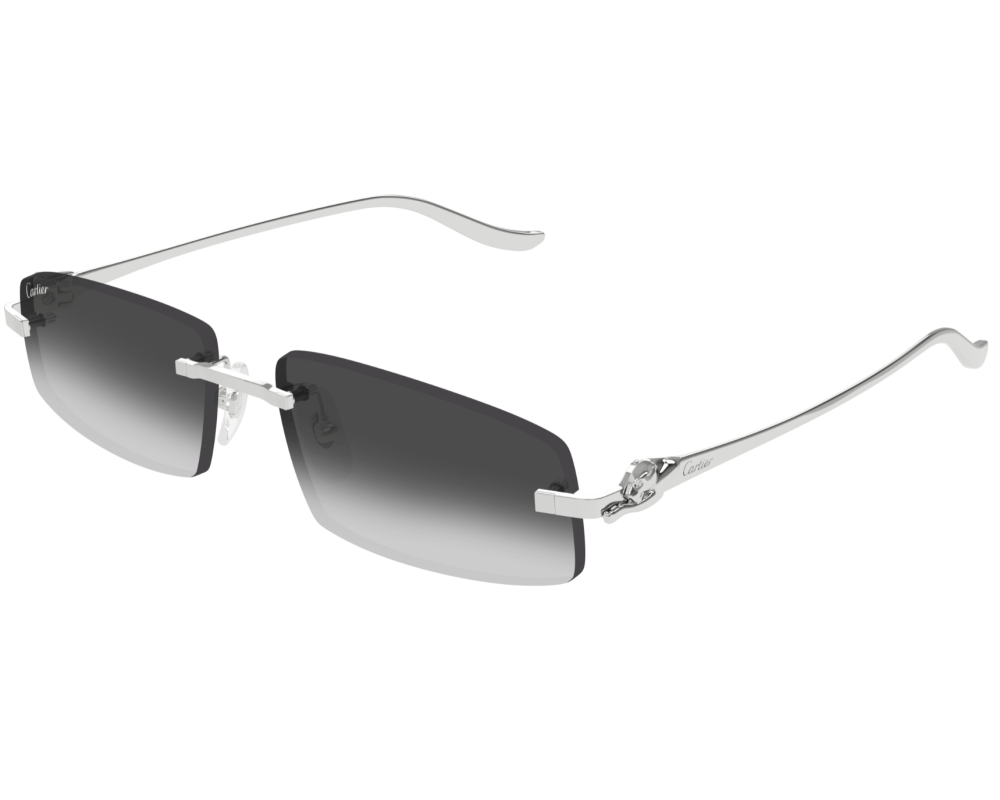 Cartier - Lunettes de Soleil Cartier Panthère Monture Argent Verres Gris