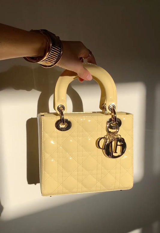 Dior - Sacs Lady Dior Moyen Jaune Vernis