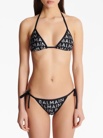 Balmain - Bikini à logo imprimé Noir
