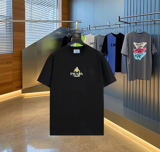 Prada - T-shirt en coton Prada Logo Éclat Noir