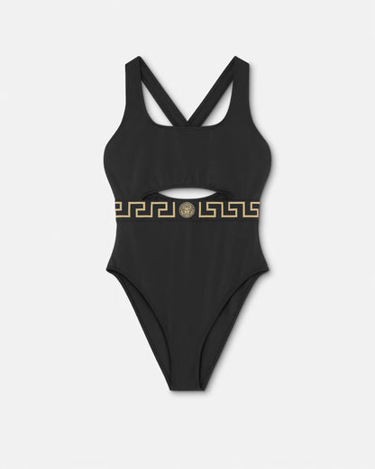Versace - Maillot de bain une pièce à bordure Greca Noir