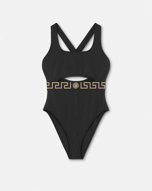 Versace - Maillot de bain une pièce à bordure Greca Noir