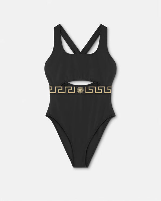 Versace - Maillot de bain une pièce à bordure Greca Noir