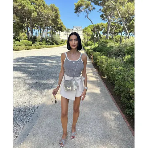 Chanel - Top à bretelles en coton rayure Blanc/Noir