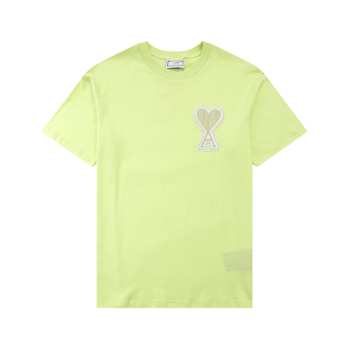 T-shirt Ami Paris Jaune Coeur Blanc